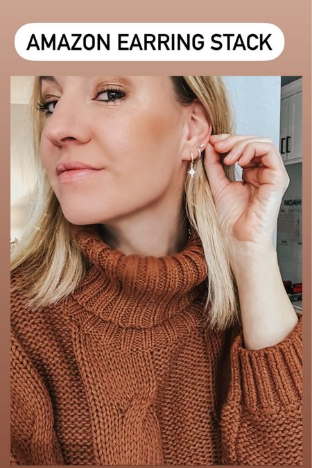 My amazon earring stack and todays comfy amazon sweater. Fits tts  

#LTKstyletip #LTKHoliday #LTKGiftGuide