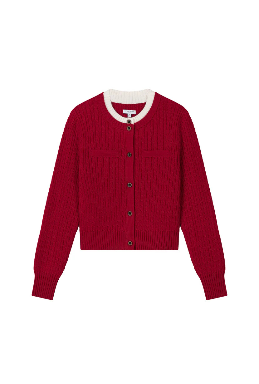 Carmina Wool Cardigan - Red | Petite Studio NYC