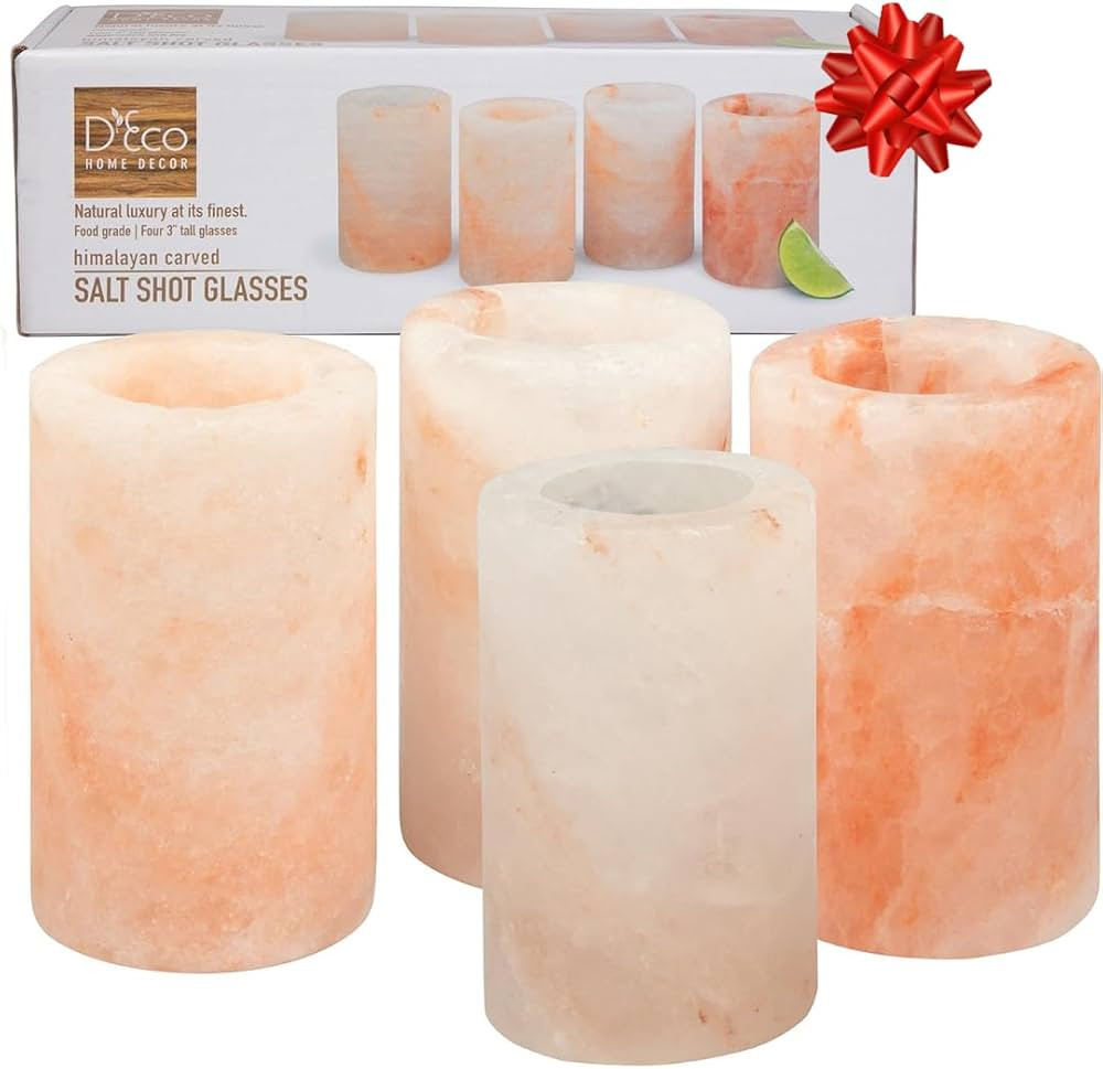 D'Eco Himalayan Salt Shot Glasses (4 Pack) - Hand-Carved 3" All-Natural Pink Salt Tequila Shooter... | Amazon (US)