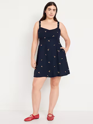 Fit & Flare Crepe Mini Dress | Old Navy (US)