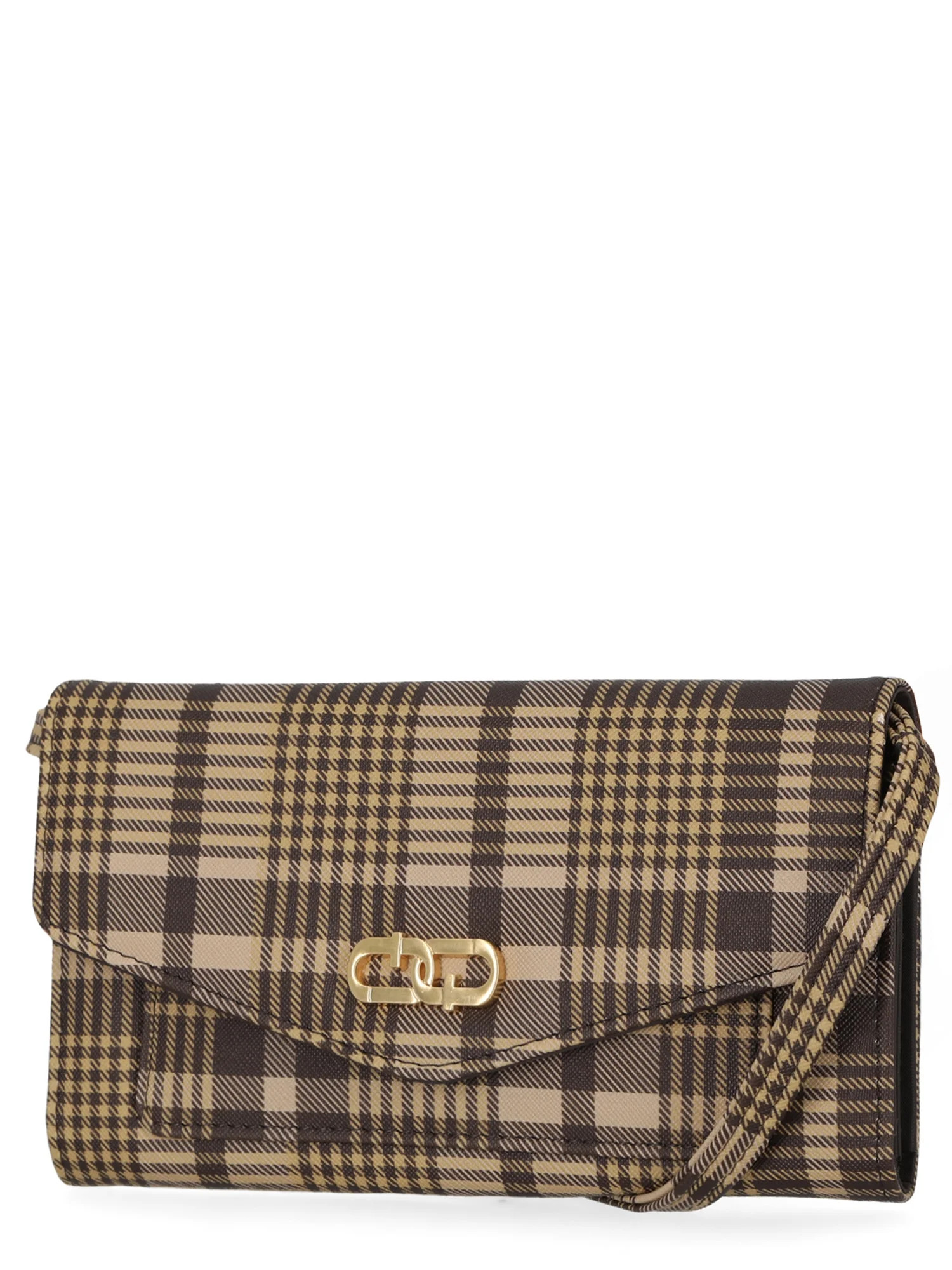 Time and Tru Women's Penelope Vinyl Crossbody Handbag, Plaid | Walmart (US)