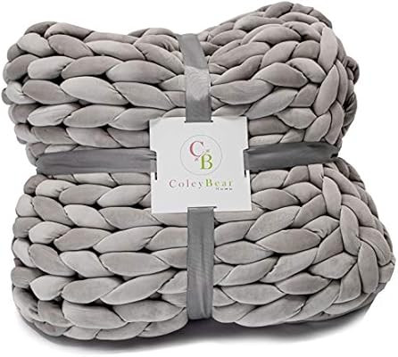 Weighted Chunky Knit Blanket for Home Decor , Bedroom Decor, and Boho Decor | Chunky Yarn Weighte... | Amazon (US)