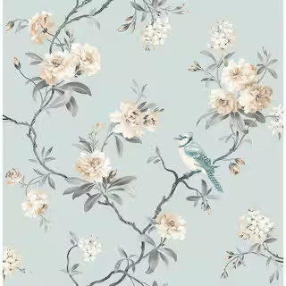 Fine Decor Chinoiserie Blue Floral Paper Peelable Roll Wallpaper (Covers 56.4 sq. ft.) | The Home Depot