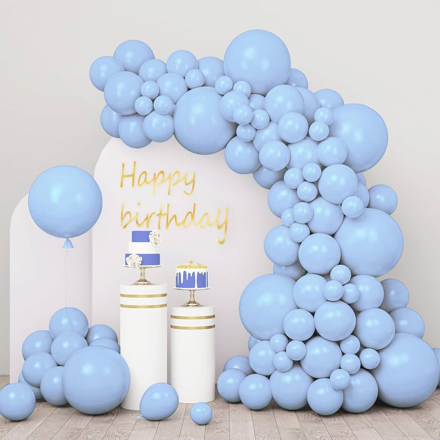 RUBFAC 110pcs Pastel Blue Balloons Different Sizes 18 12 10 5 Inch for Garland Arch, Light Blue B... | Amazon (US)