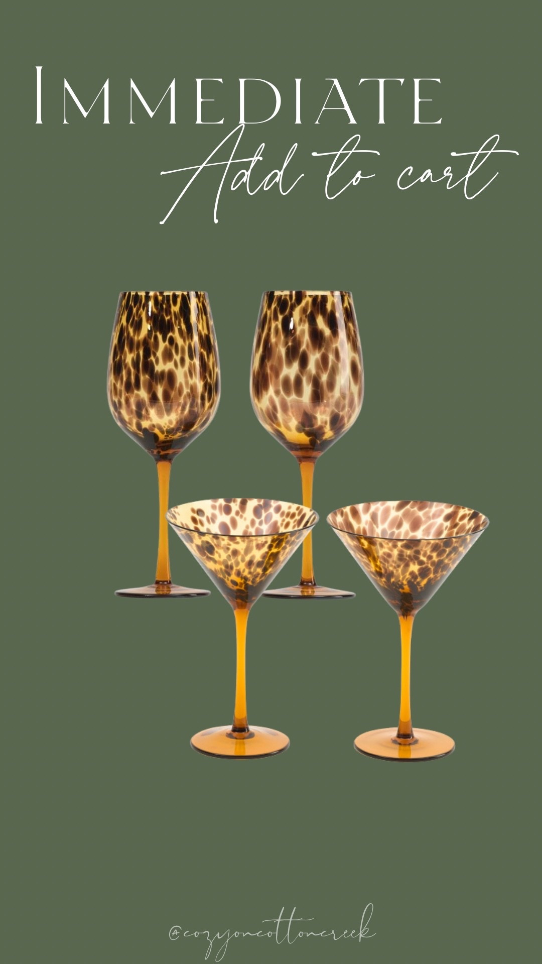 Tortoise wine glasses and martini glasses 

#LTKHome #LTKSaleAlert