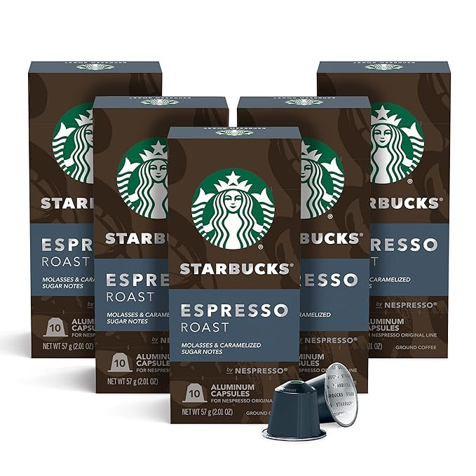 Starbucks by Nespresso, Espresso Dark Roast (50-count single serve capsules, compatible with Nesp... | Amazon (US)