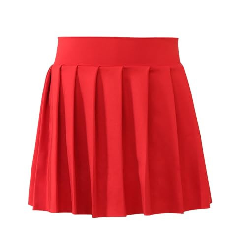 Bezioner Girls Tennis Skirt A-Line Pleated Skirt with Shorts Pocket Skort for Golf Athletic (Red,10-12 Years) | Amazon (US)
