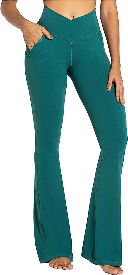 Sunzel Flare Leggings for Women with Pockets, Crossover Yoga Pants with Tummy Control, High Waist... | Amazon (US)