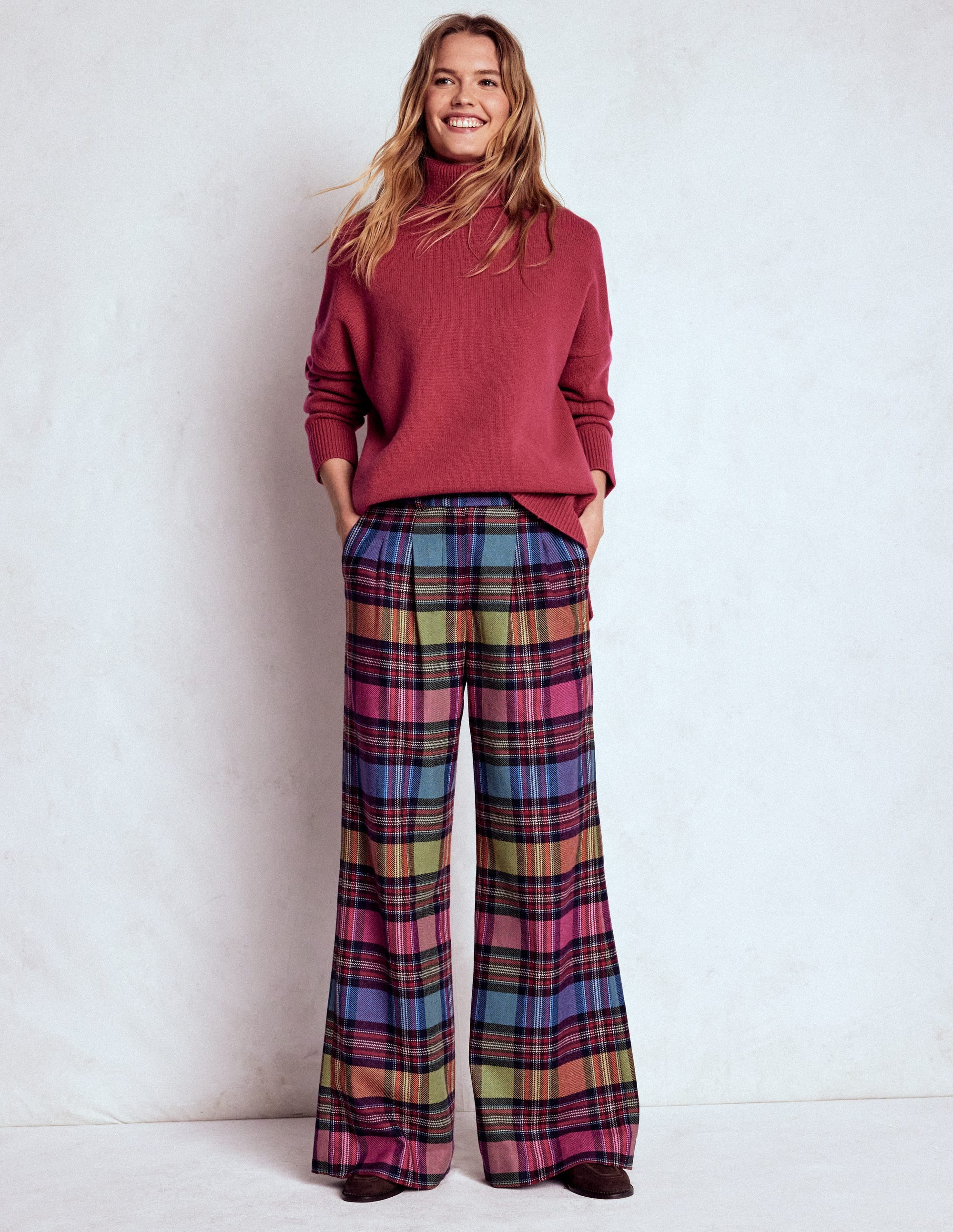 Kensington Tailored Pants-Multi Blanket Check | Boden (US)