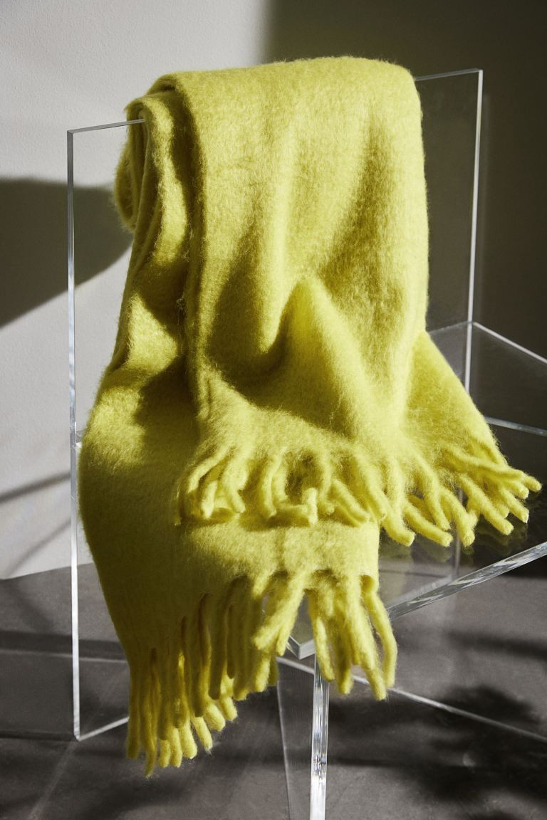Wool-blend Throw - Lime green - Home All | H&M US | H&M (US + CA)
