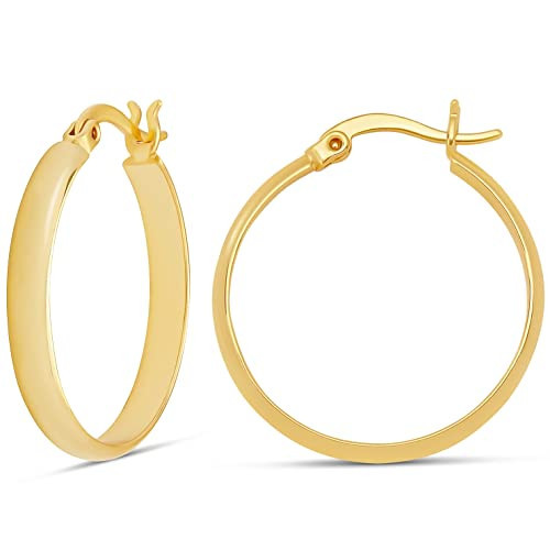 Amazon Essentials 14K Gold Plated Hypoallergenic Chunky Rounded Hoop Earrings, 25mm, Yellow Gold | Amazon (US)