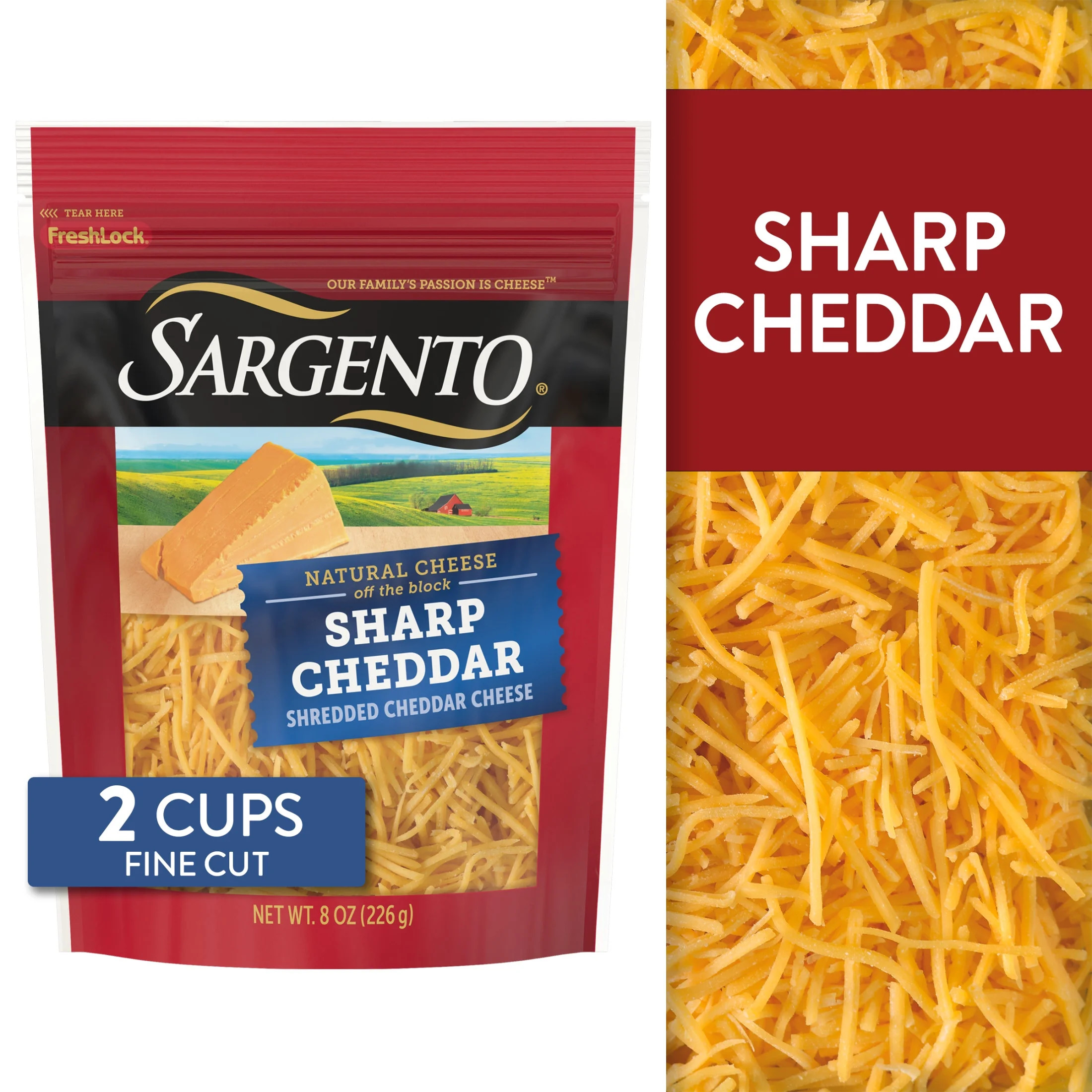 Sargento® Shredded Sharp Natural Cheddar Cheese, 8 oz. | Walmart (US)