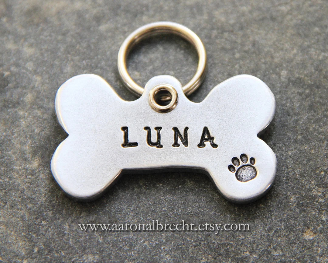 Custom Metal Bone Dog Name Tag, Dog Tags for Dogs Personalized | Etsy (US)