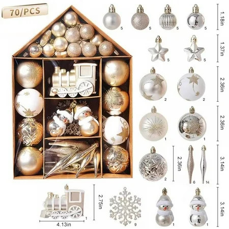 Christmas Tree Ornament 70pcs Christmas Tree Decoration Set Red Green Gold Christmas Ball Shatterpro | Walmart (US)