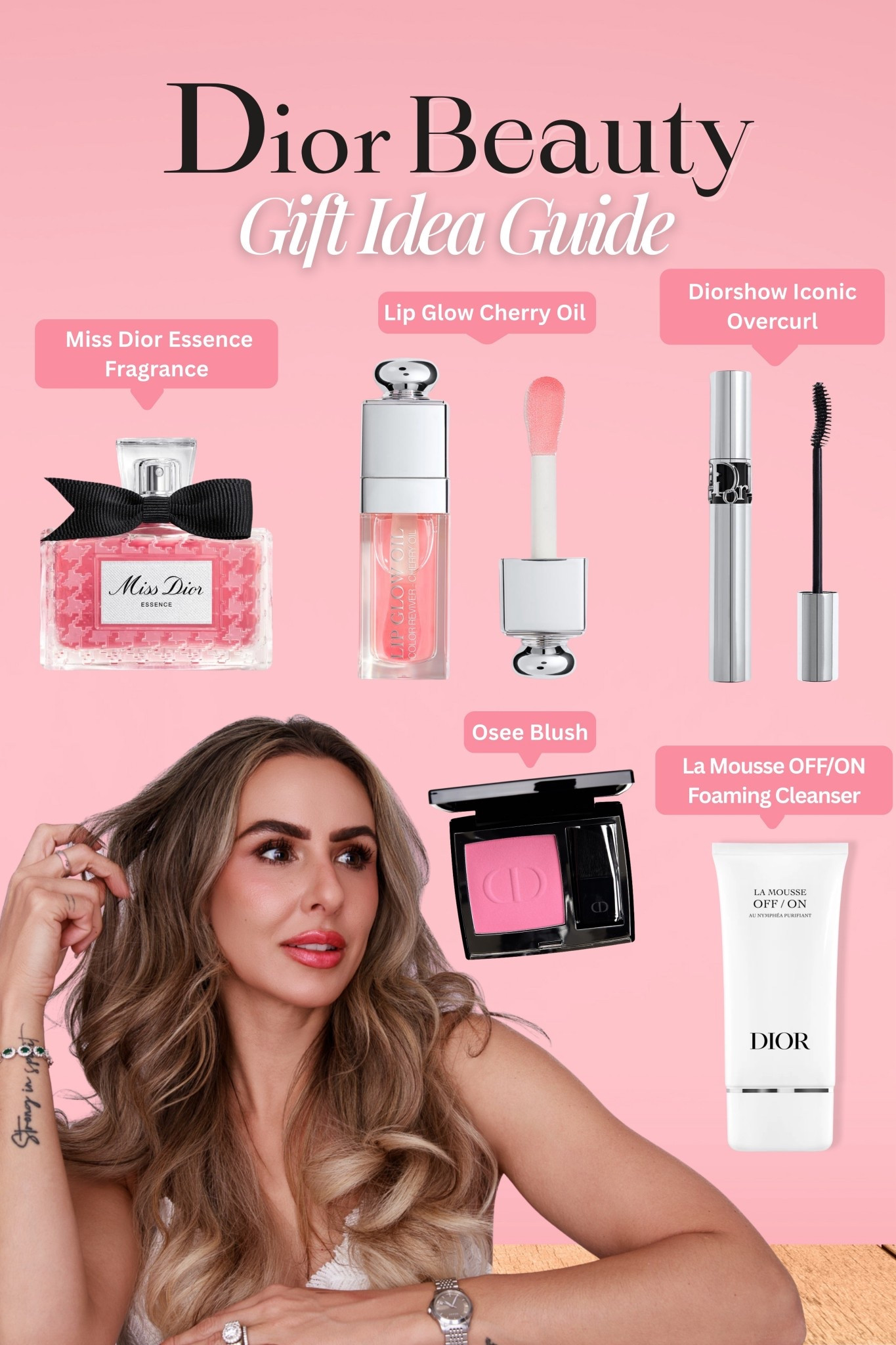 If you’re gifting beauty this season — or treating yourself — these Dior staples never miss. Each one is timeless, luxurious, and actually performs, which is why I keep coming back to them year after year.

✨ My Dior must-haves:
• Dior OFF/ON Cleanser — gentle, effective, and perfect for all skin types
• Dior Lip Glow Cherry Oil (00 Clear) — glossy, hydrating, and universally flattering
• Miss Dior Essence — soft, feminine, and unforgettable
• Dior Rouge Blush (Osee) — the prettiest natural flush
• Dior Iconic Overcurl Mascara — lift, volume, and definition in one swipe

All linked here so you can shop my Dior favorites with ease 🤍

#LTKBeauty #LTKGiftGuide #LTKSeasonal