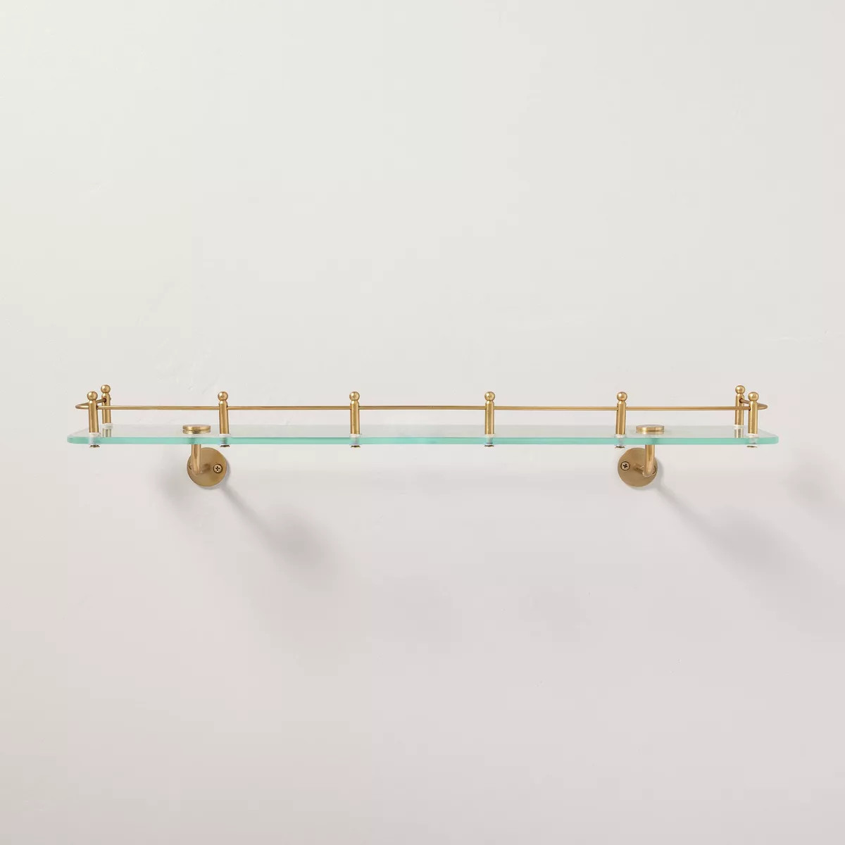 24" Decorative Glass Wall Shelf with Brass Rail - Hearth & Hand™ with Magnolia: No Assembly, Wa... | Target