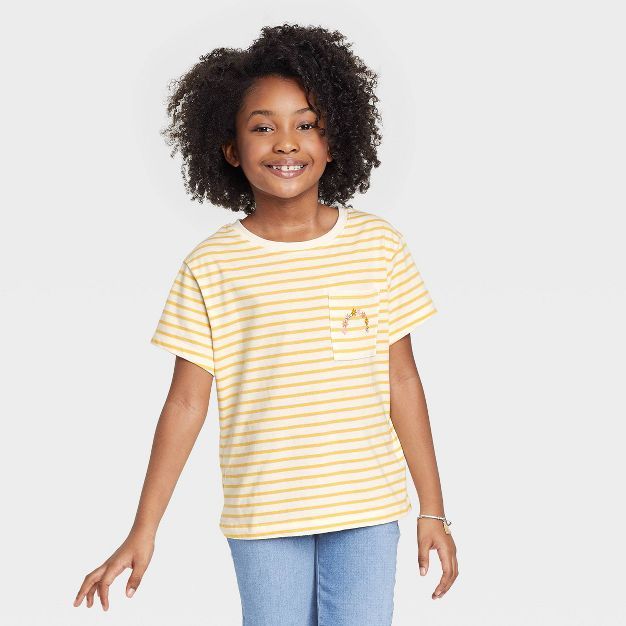 Girls' Striped Short Sleeve Pocket T-Shirt - Cat & Jack™ | Target