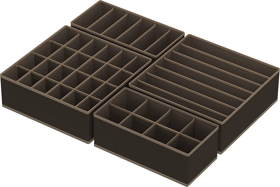 Simple Houseware Closet Underwear Organizer Drawer Divider 4 Set, Brown | Amazon (US)