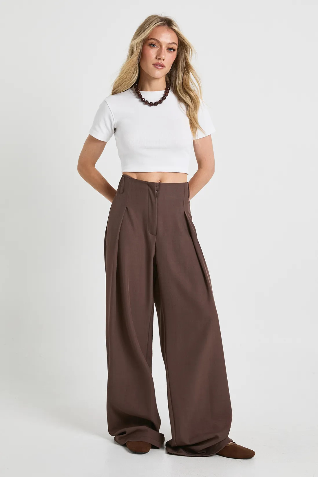 Tall Woven Pleated Wide Leg Trouser | boohoo (US & Canada)