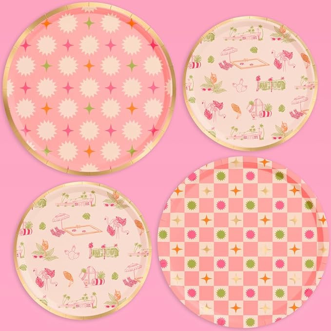 xo, Fetti Palm Royale Paper Plates | 32 pcs, 2 sizes | Tropical Bachelorette Decorations, Dinner ... | Amazon (US)