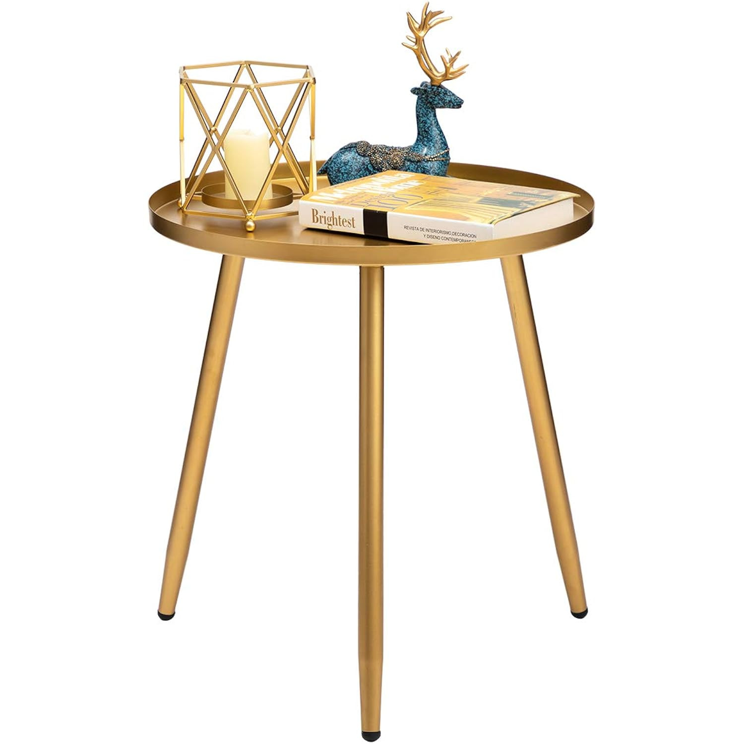 HollyHOME Accent Small Round End Table, Modern Metal Waterproof Outdoor&Indoor Side Table for Sma... | Amazon (US)