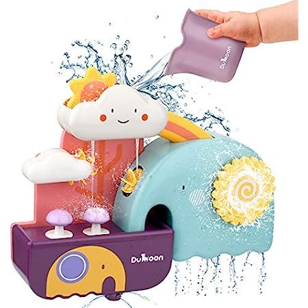 GILOBABY Bath Toys for Toddlers, Baby Bathtub Wall Water Toy Set Elephant Waterfall Fill Spin and Fl | Amazon (US)