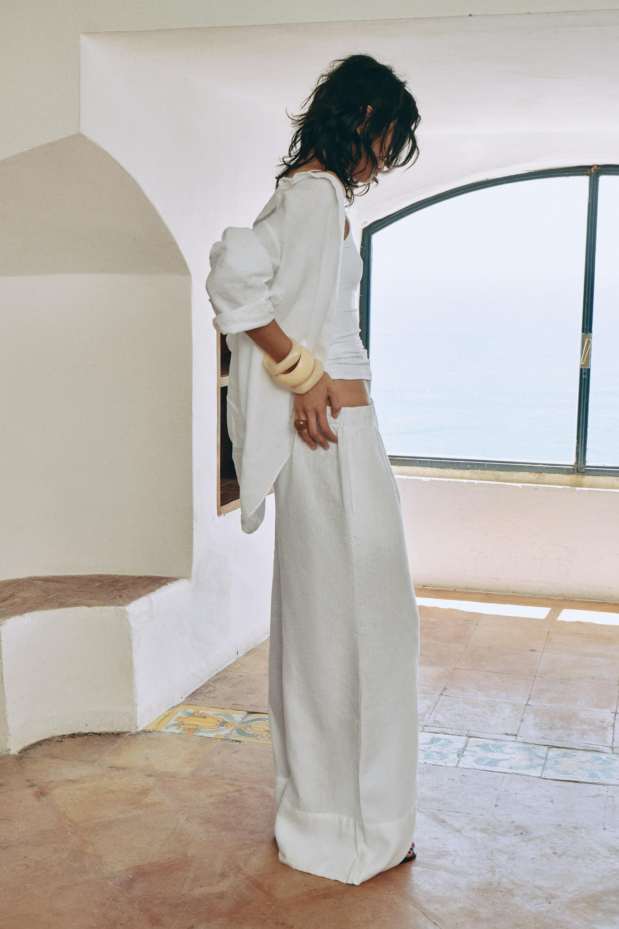 100% LINEN PALAZZO PANTS ZW COLLECTION | Zara US