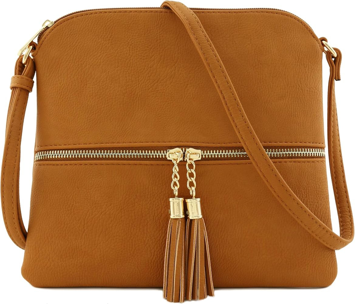 Lightweight Medium Crossbody Bag with Tassel | Amazon (US)