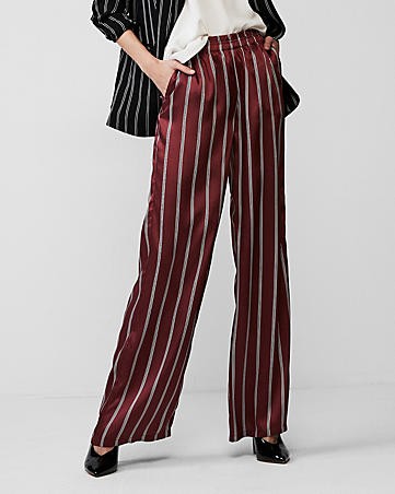 mid rise stripe wide leg pant | Express