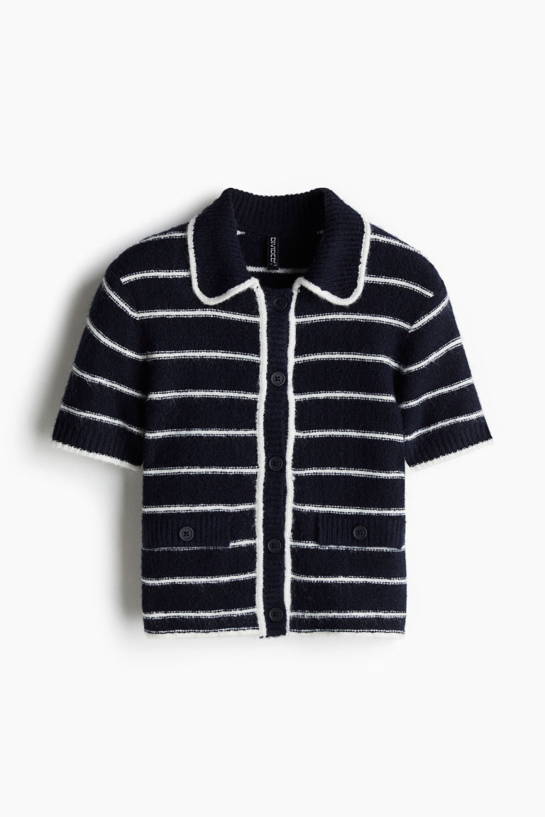 H & M - Short-Sleeved Cardigan - Blue | H&M (US + CA)