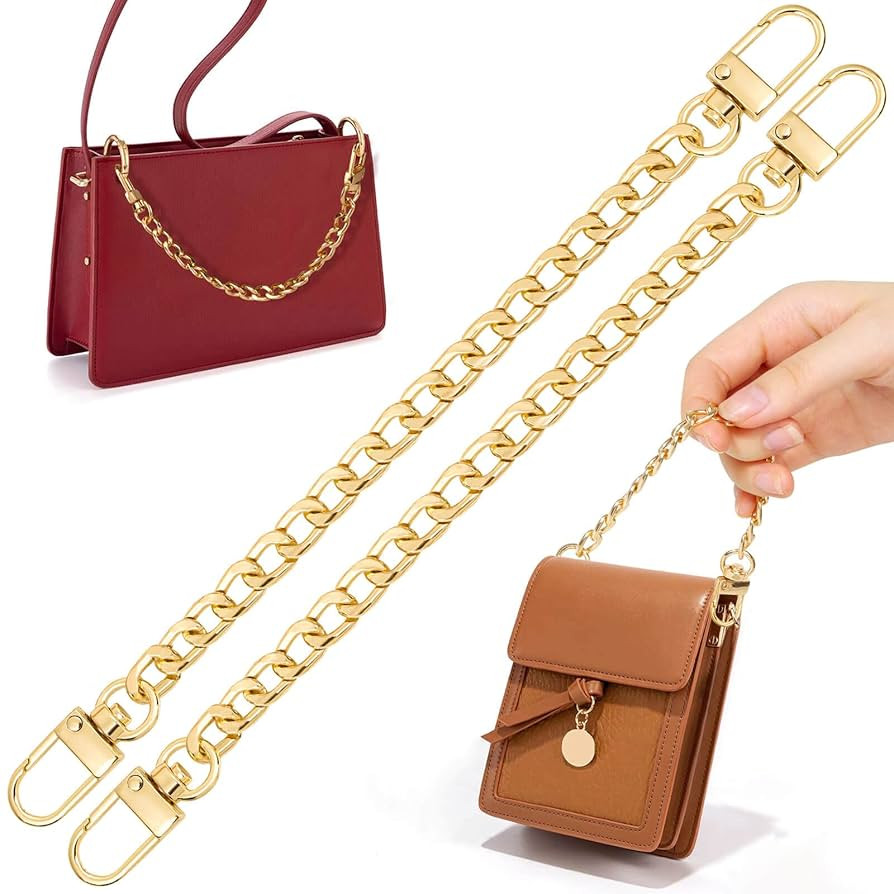 shynek Purse Chains, 2PCS Strap Extender, Gold Belt Chain, Short Chain for Crossbody Bags, Handba... | Amazon (US)