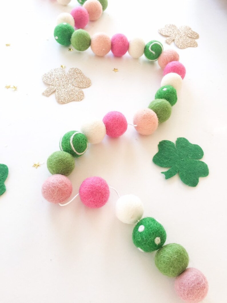 St Patrick's Day Modern Felt Ball Pom Pom Garland/ Pink St - Etsy | Etsy (US)
