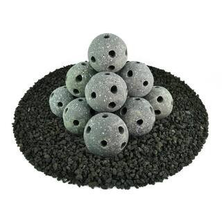 4 in. Pewter Gray Speckled Hollow Ceramic Fire Balls for Indoor and Outdoor Fire Pits or Fireplaces (Set of 14) | The Home Depot