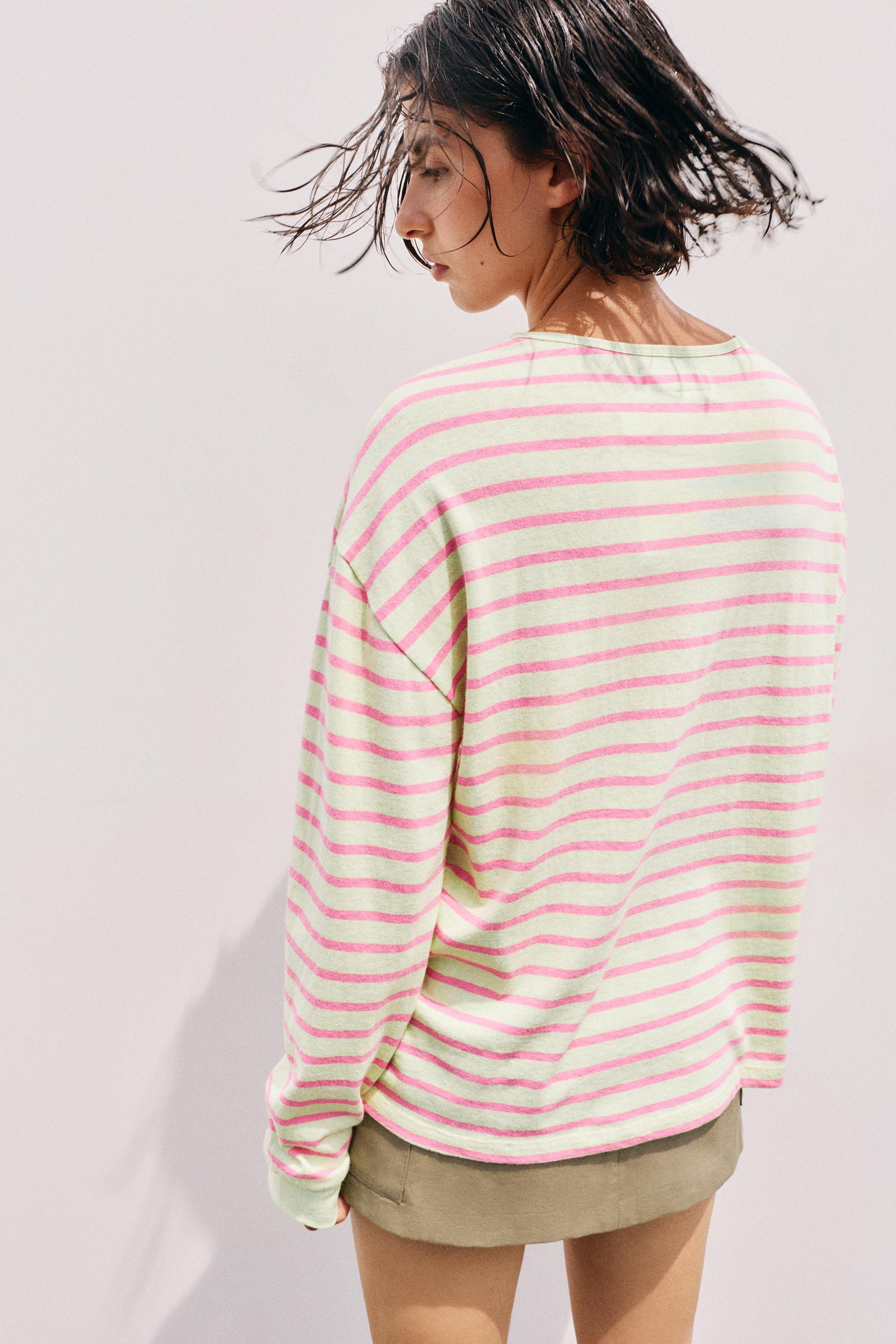 Oversize long sleeve striped T-shirt | Pull&Bear United Kingdom | PULL and BEAR UK