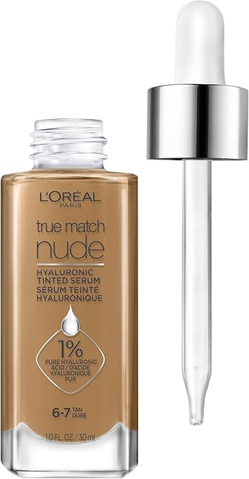 L'Oreal Paris True Match Nude Hyaluronic Tinted Serum Foundation with 1% Hyaluronic acid, Tan 6-7... | Amazon (US)