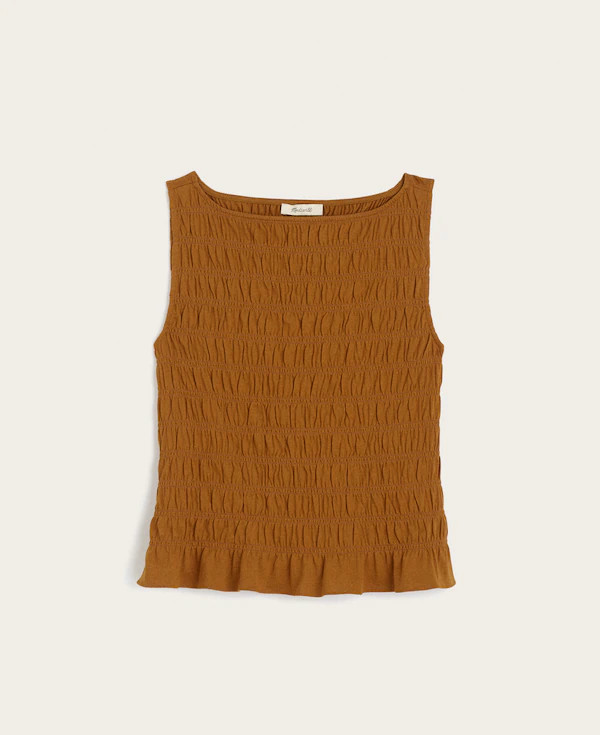 Smocked Boatneck Sleeveless Top | Madewell