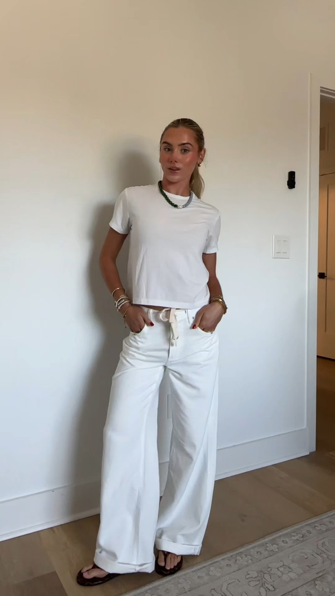 Saturday night outfit! A summer white on white my shirt is Cuts Clothing almost Fridays tee size xs (code SLOANEV) and my white denim jeans are @Pistola Denim  size 24 I love the tie waist detail and my shoes are Amazon!

#LTKootd #LTKSeasonal #LTKdayinmylife