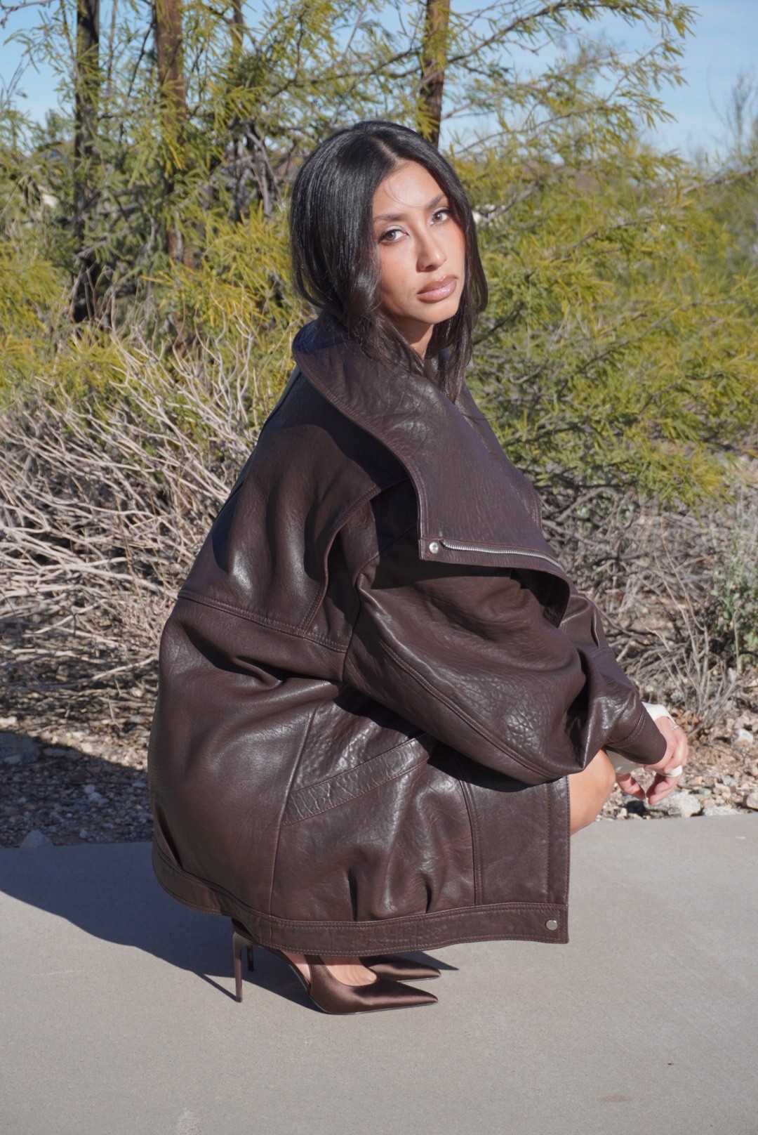 Oversized leather jacket 
Winter fashion 
Date night 
Slingback pumps
Date night Makeup
Lip combo

#LTKOver40 #LTKBeauty #LTKootd