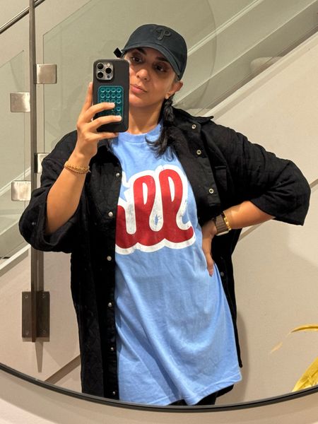 When you’re a Phillies fan, it’s NLDS Game #1, and you’re in your oversized shirt and leggings era

I took an XL in the t-shirt and shacket, and M in the leggings 

#LTKmidsize #LTKSeasonal #LTKxPrime