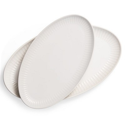 Kook Serving Dishes, Oval Shape, Ribbed Rim, Large/Small, Set of 2, Powder White | Target