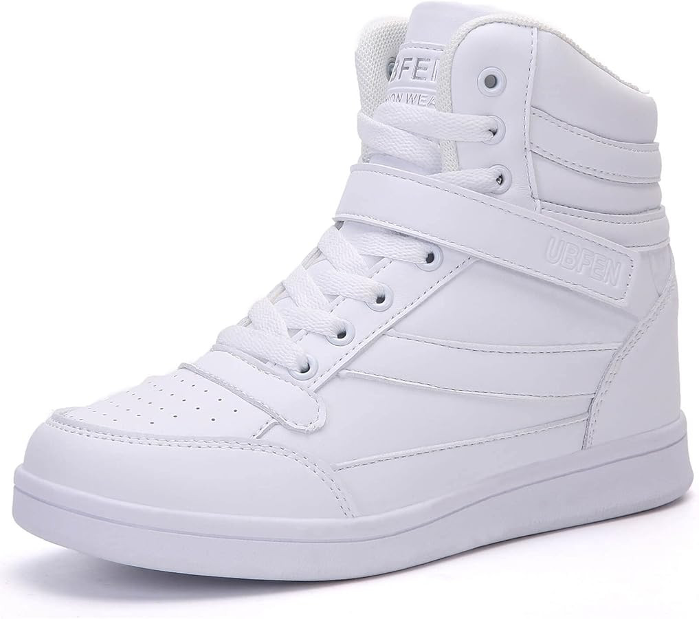 UBFEN Womens High Top Ankle Support Sneakers Vibrant Colour Hidden Wedge Heel Retro 80s Tennis Sh... | Amazon (US)