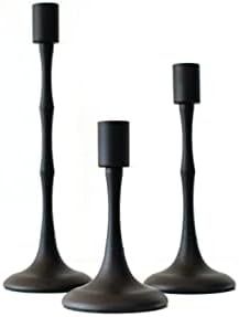 Taper Candle Holders Set of 3 | Tapered Candlestick Holders w/ Felt Bottom – Decorative 3” Bl... | Amazon (US)