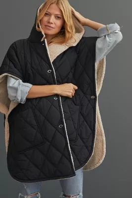 Faux Fur-Lined Quilted Cape | Anthropologie (US)