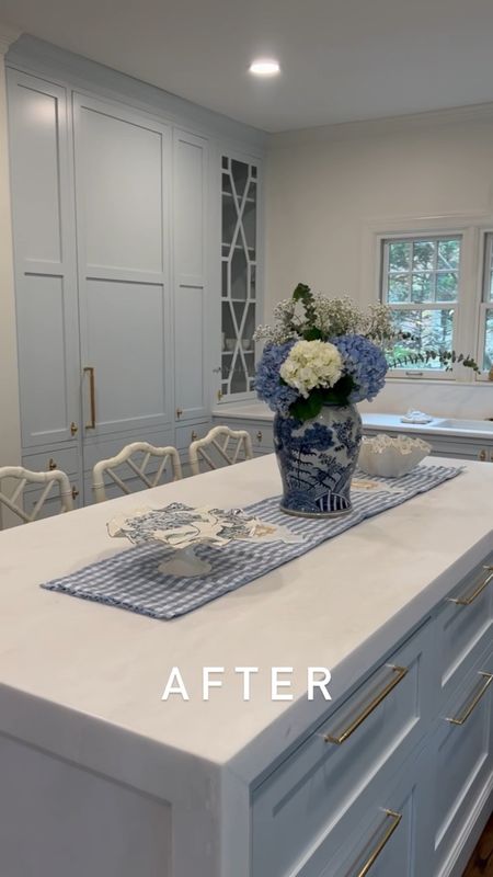 Before ⏩️ After 🙌🏼 The kitchen is complete, now for a few finishing touches. I’m linking my counter stools on LTK today, and they’re on sale!

Kitchen decor blue gingham tablecloth runner placemats chinoiserie counter stools barstools grandmillennial home decor 

#bluekitchen #kitchenremodel #kitchendesign #grandmillennialstyle #grandmillennial #kitchenrenovation #homerenovation 

#LTKsalealert #LTKhome #LTKCyberweek