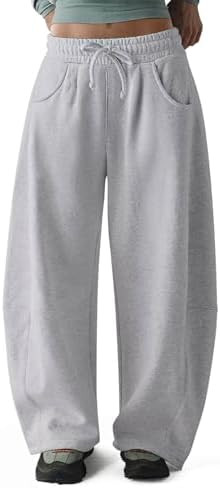 HeSaYep Women's Fleece Lined Sweatpants Barrel Leg Baggy Sweat Pants Winter Thermal Cotton Pants ... | Amazon (US)
