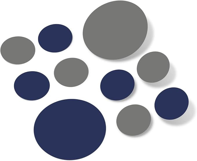 Navy Blue/Grey Vinyl Wall Stickers - 2 & 4 inch Circles (30 Decals) | Amazon (US)