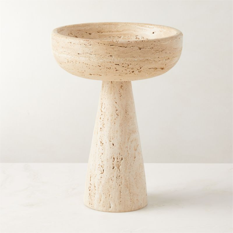 Camino Travertine Footed Bowl | CB2 | CB2