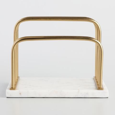 Marble and Gold Metal Maxwell Letter Holder | World Market