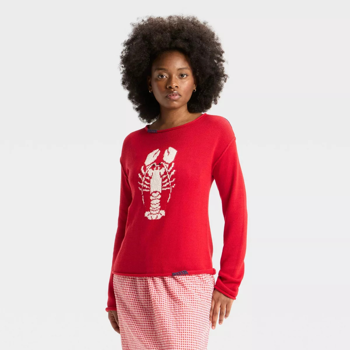 Women's Wide Crewneck Americana Pullover Sweater - Wild Fable™ Dark Red M | Target