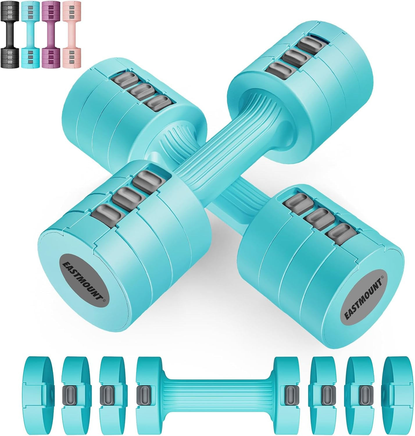 EAST MOUNT Adjustable Weight Dumbbells Set of 2, 8 in 1 Hand Weights for Women | Amazon (US)